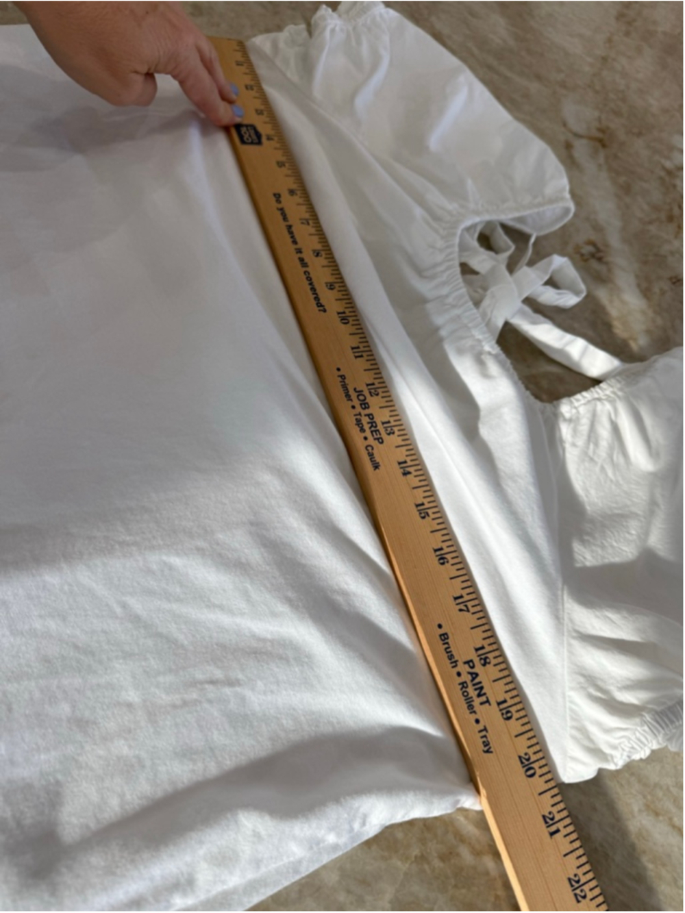 J.CREW White Puff Sleeve Blouse M, crisp cotton sleeves and tie, knit to body - Picture 5 of 8